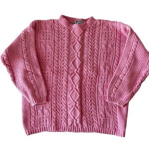 Forenza Pink Cable Knit Sweater, Size L